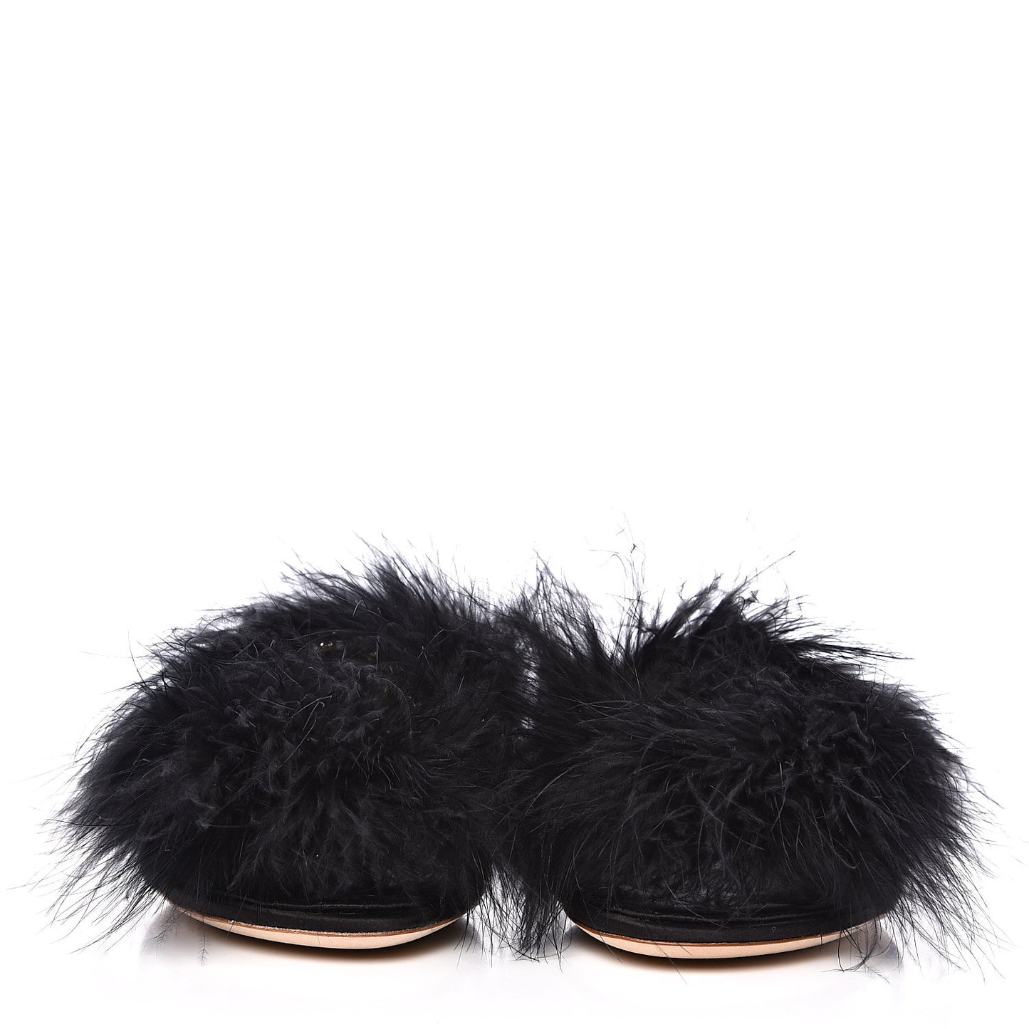 Fur Crystal LV Marilyn Flat Mule 38 Black