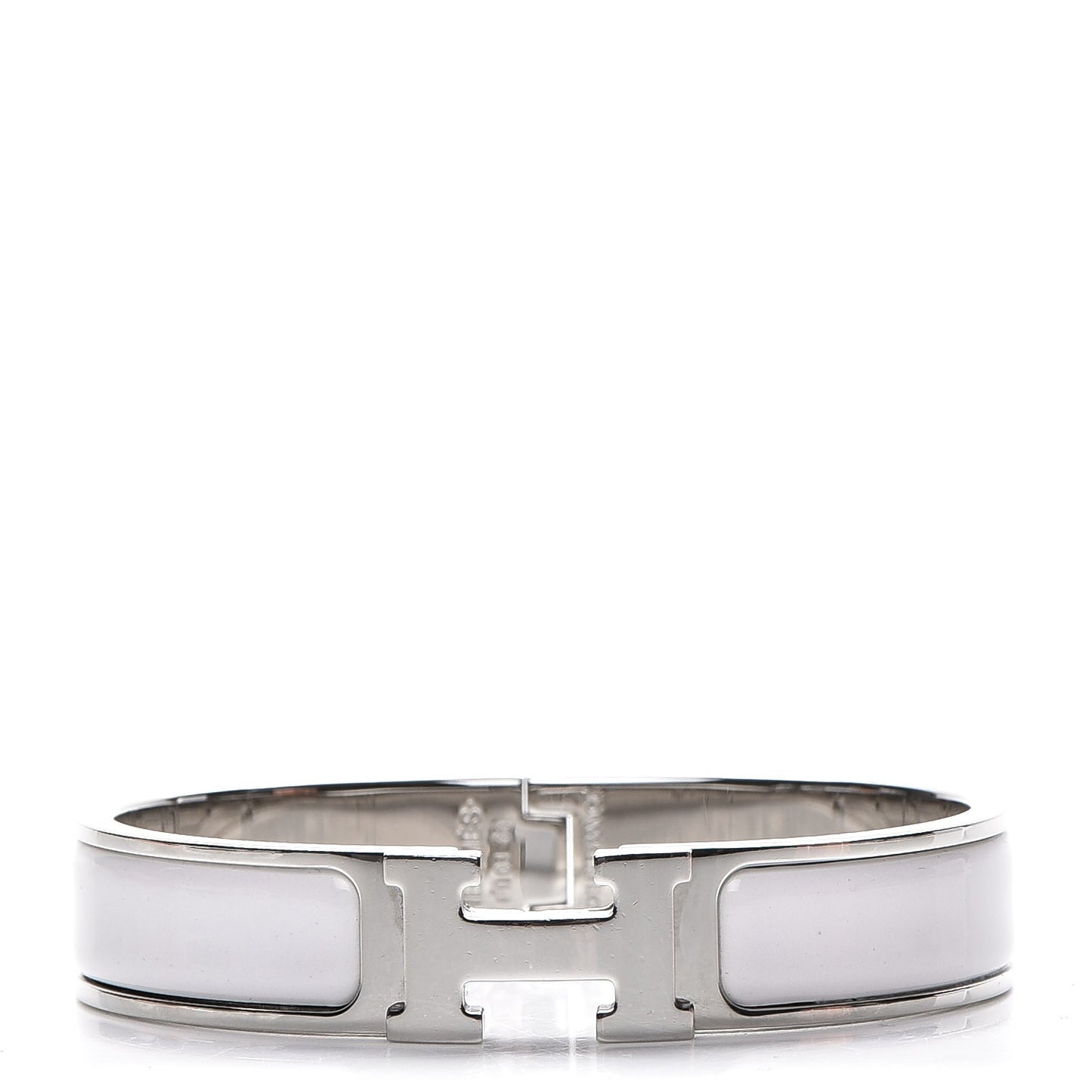 Enamel Narrow Clic Clac H Bracelet PM White