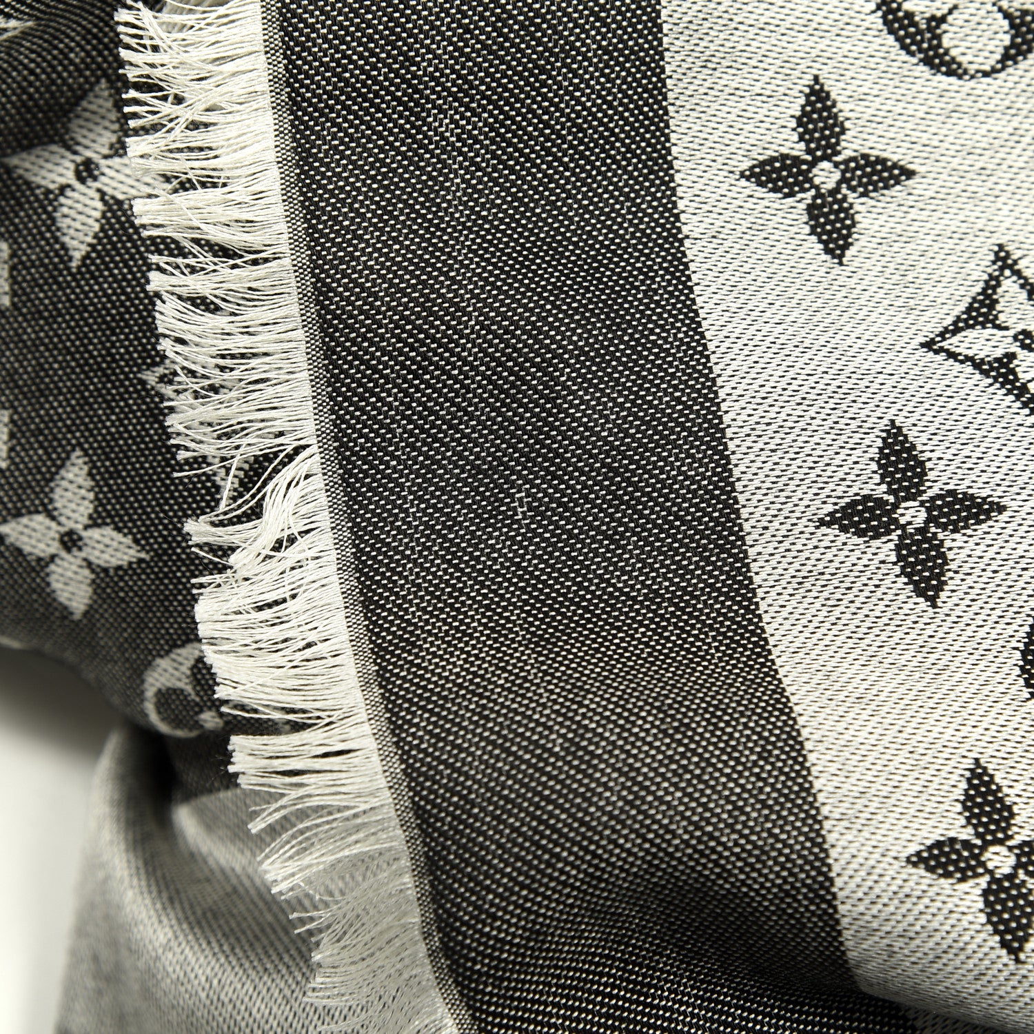 Louis Vuitton Silk Wool Monogram Denim Shawl Black 4 of 7