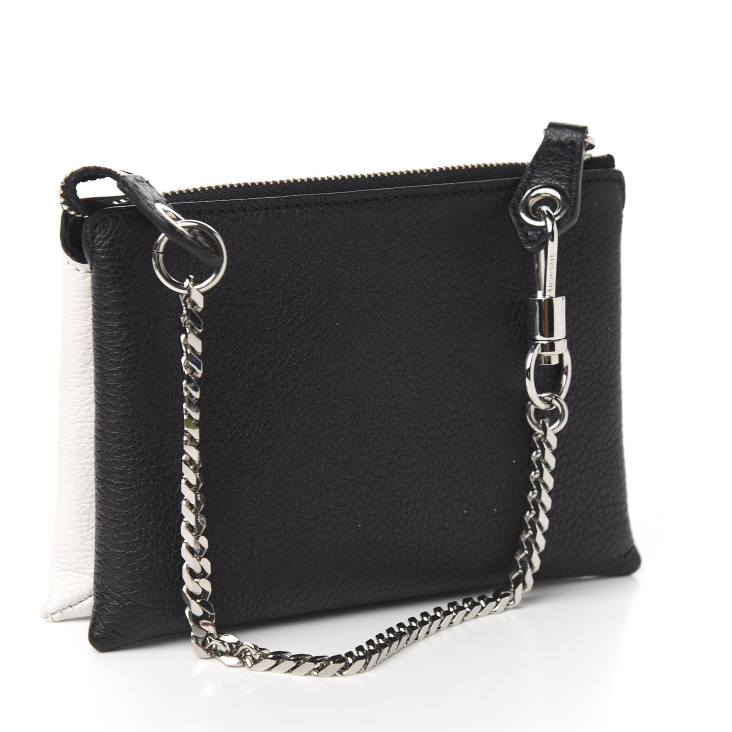 Calfskin Duetto Pouch Black White