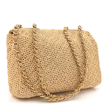 Chanel Raffia Crochet Medium Single Flap Bag Beige 3 of 13