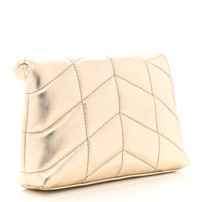 Saint Laurent Metallic Lambskin Monogram Loulou Puffer Pouch Clutch Gold 3 of 7