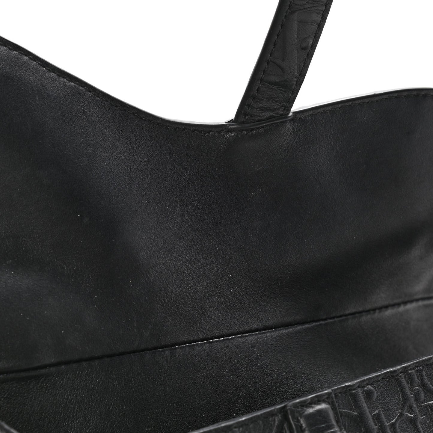 Calfskin Embossed Oblique Saddle Bag Black