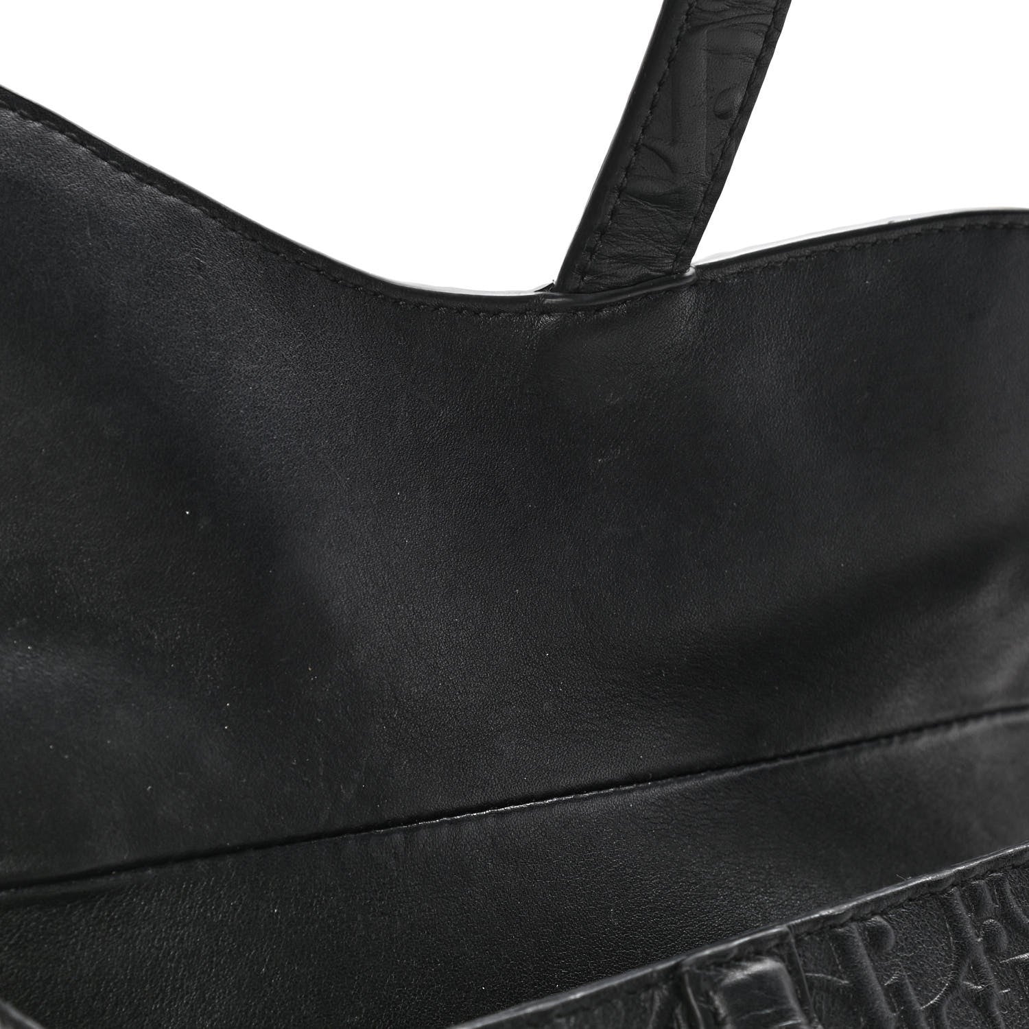 Christian Dior Calfskin Embossed Oblique Saddle Bag Black 9 of 13