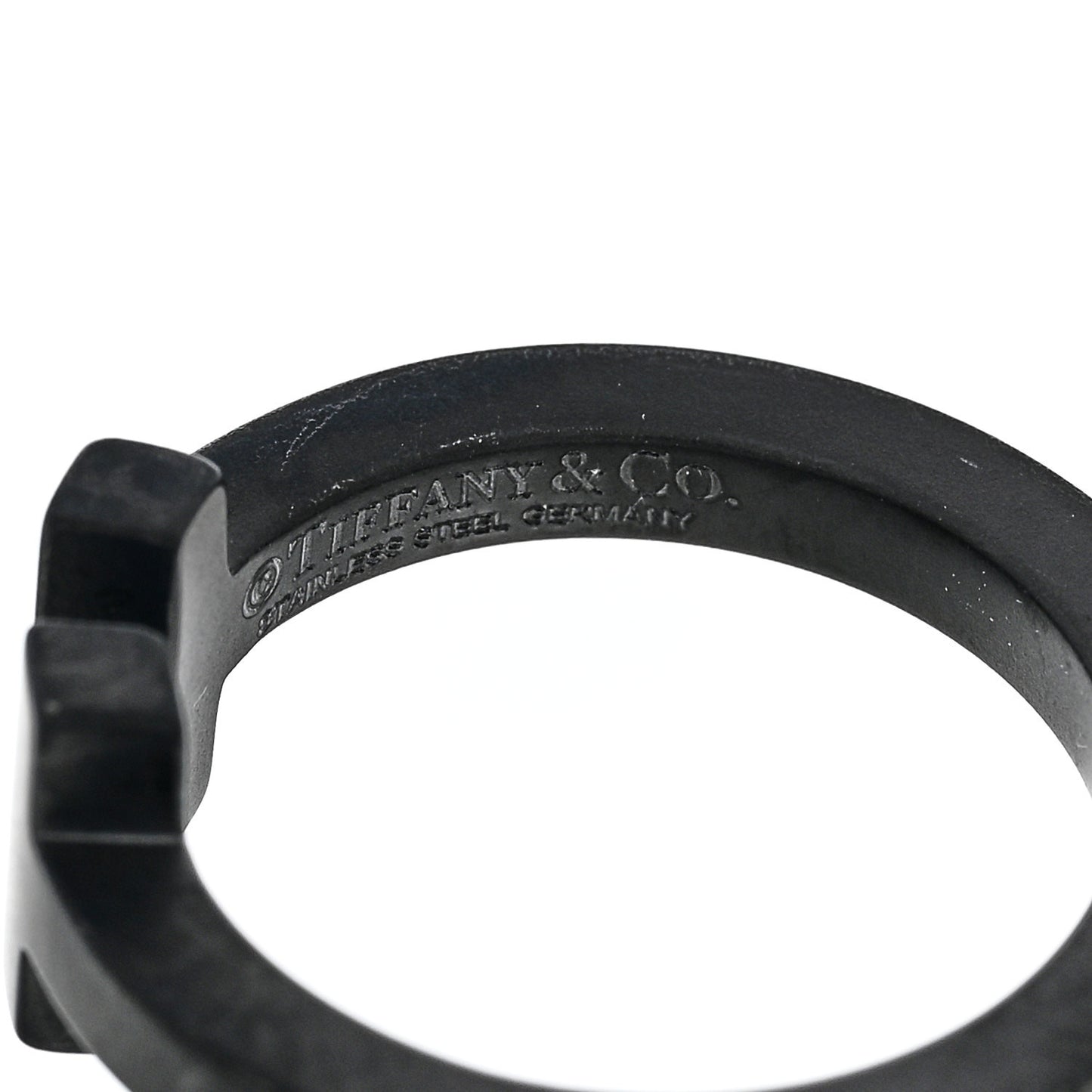 Black-Coated Stainless Steel T Square Ring 49 5