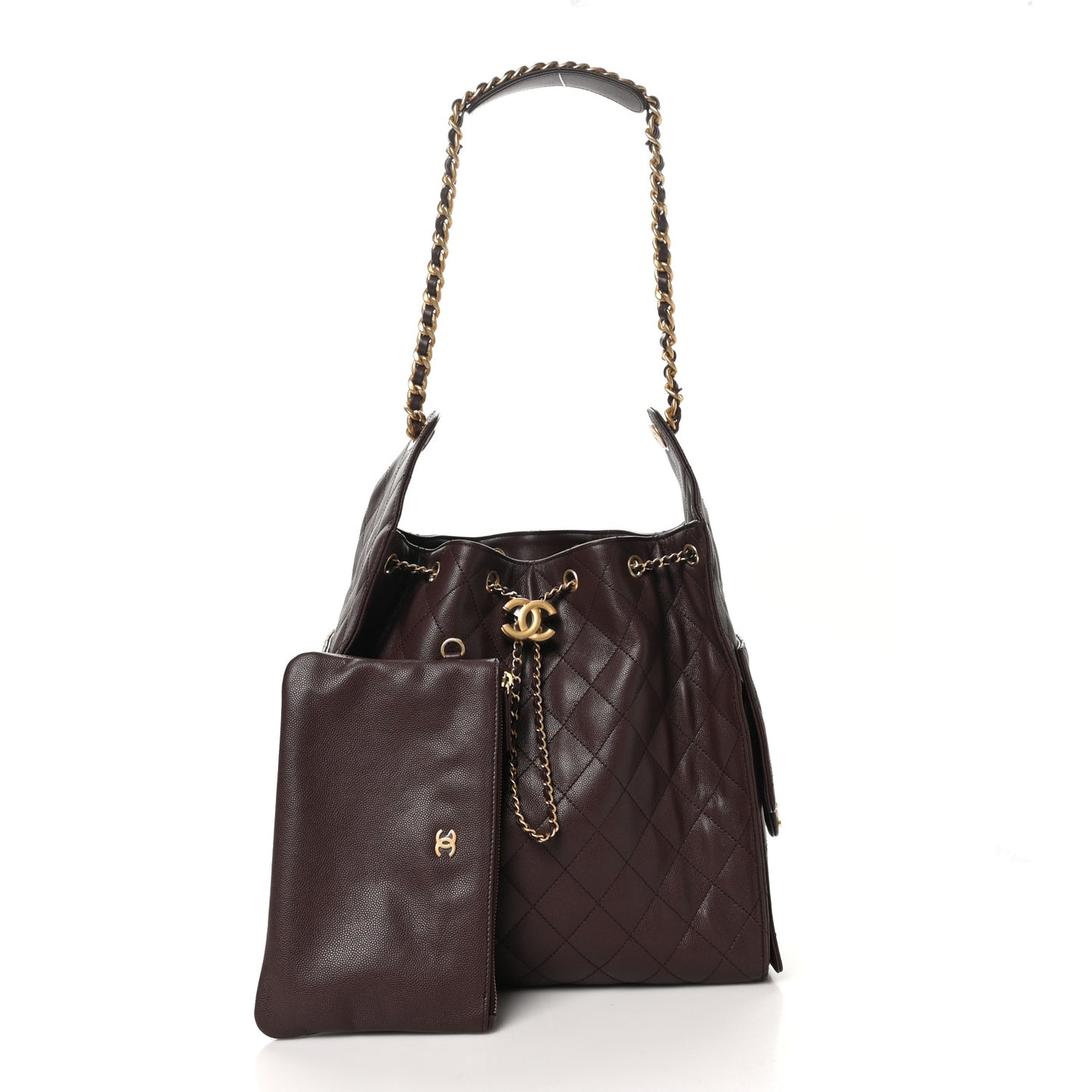 Caviar Quilted Medium Chanel 25 Handbag Dark Brown