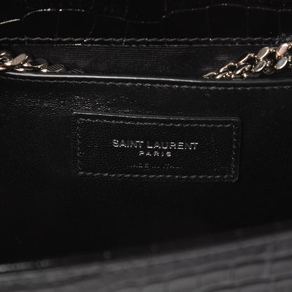 Saint Laurent Calfskin Crocodile Embossed Medium Classic Monogram Kate Tassel Satchel Black 6 of 6