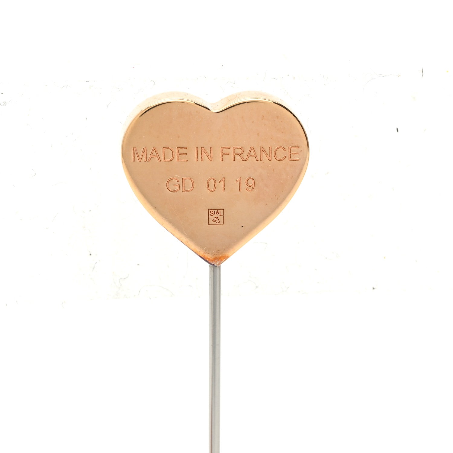 Hermes Lacquered Rose Gold Clou De Coeur Hat Pin White 3 of 3
