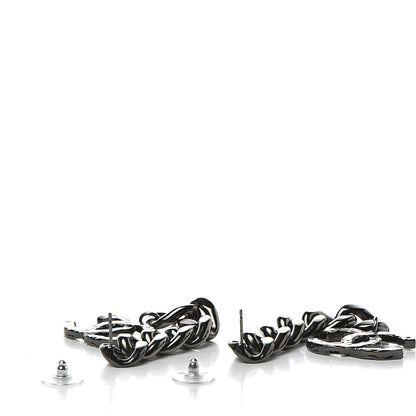 Chanel Metal CC Pick Drop Earrings Ruthenium 3 of 5