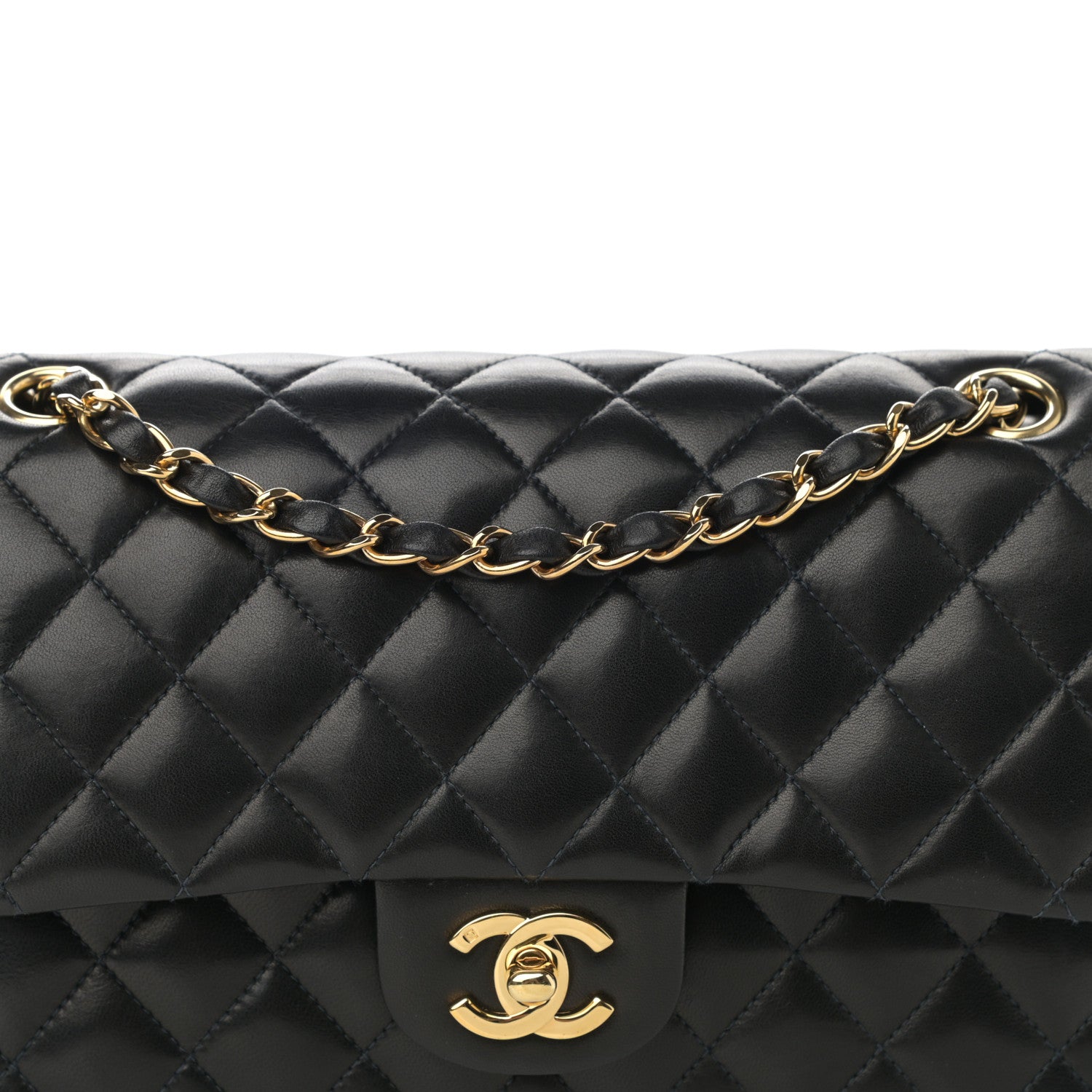 Chanel Lambskin Quilted Medium Double Flap Black 9 of 15
