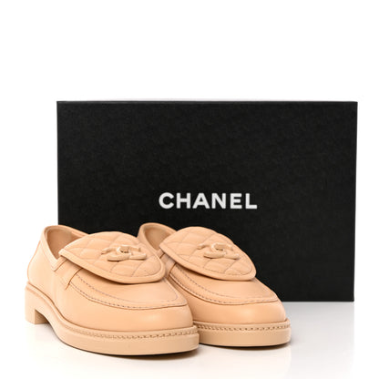 Chanel Lambskin Quilted CC Turnlock Moccasins 38.5 Beige 3 of 11