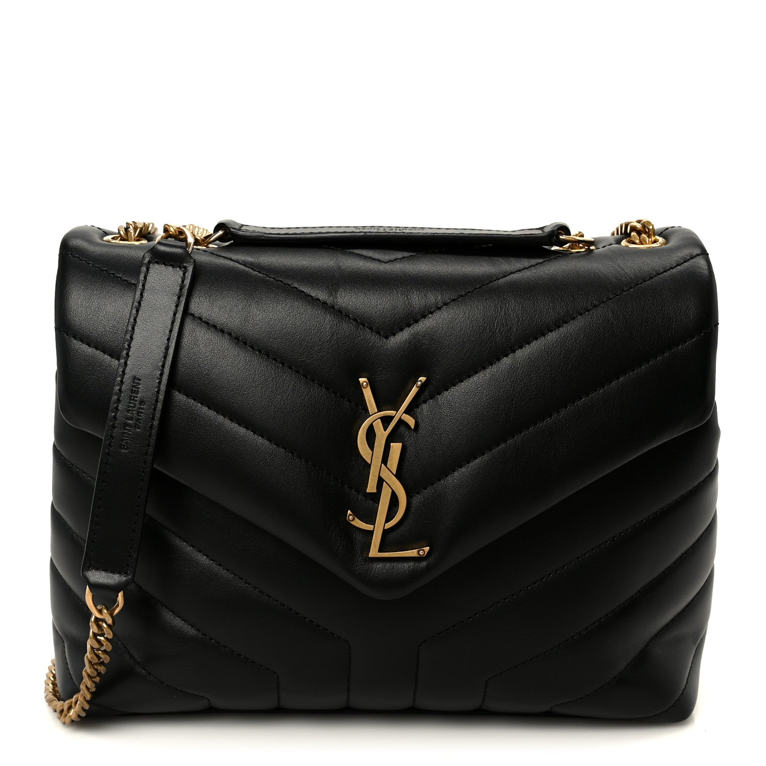 Saint Laurent Calfskin Y Quilted Monogram Small Loulou Chain Satchel Black 1 of 10