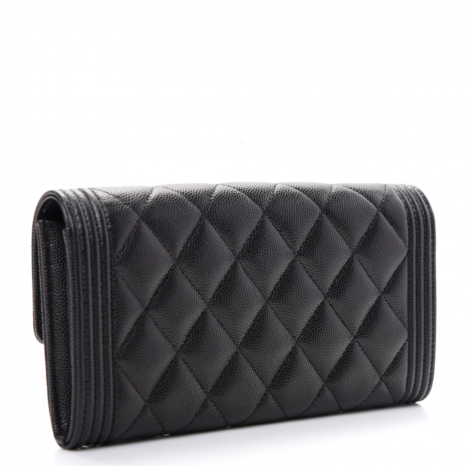 Chanel Caviar Quilted Large Boy Gusset Flap Wallet Black 3 of 9
