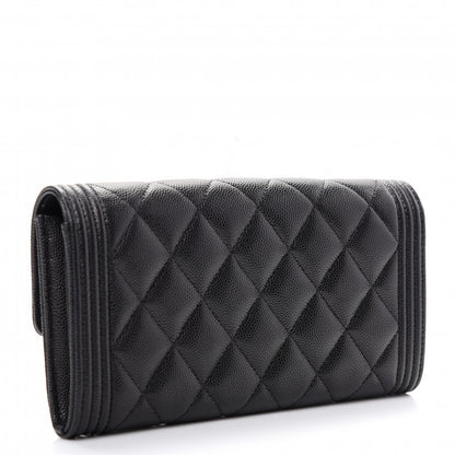 Chanel Caviar Quilted Large Boy Gusset Flap Wallet Black 3 of 9