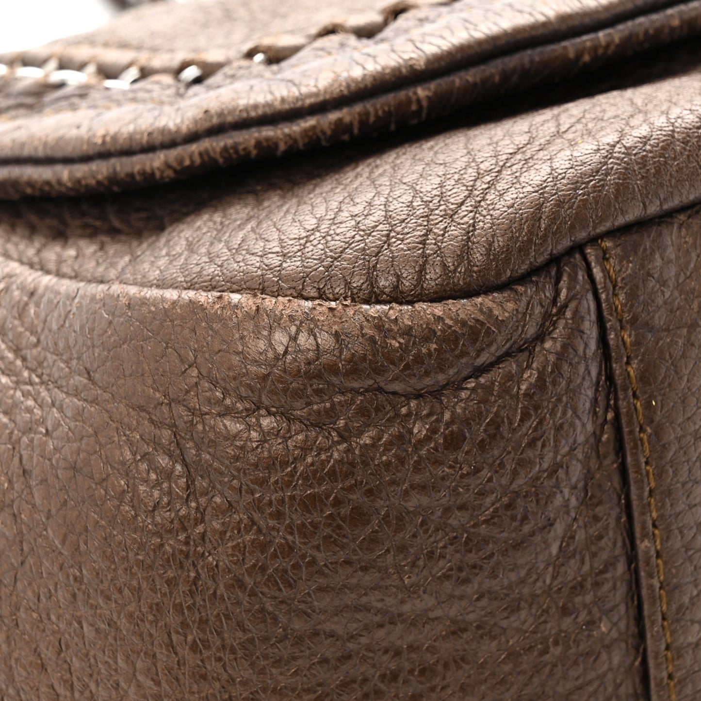 Metallic Deerskin Small Luxe Ligne Flap Bronze