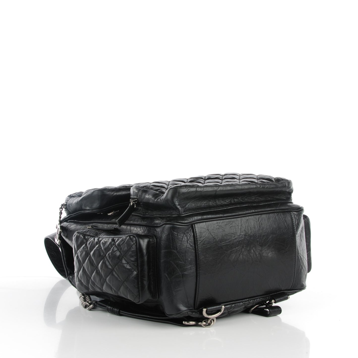 Calfskin Quilted Casual Rock Backpack Black