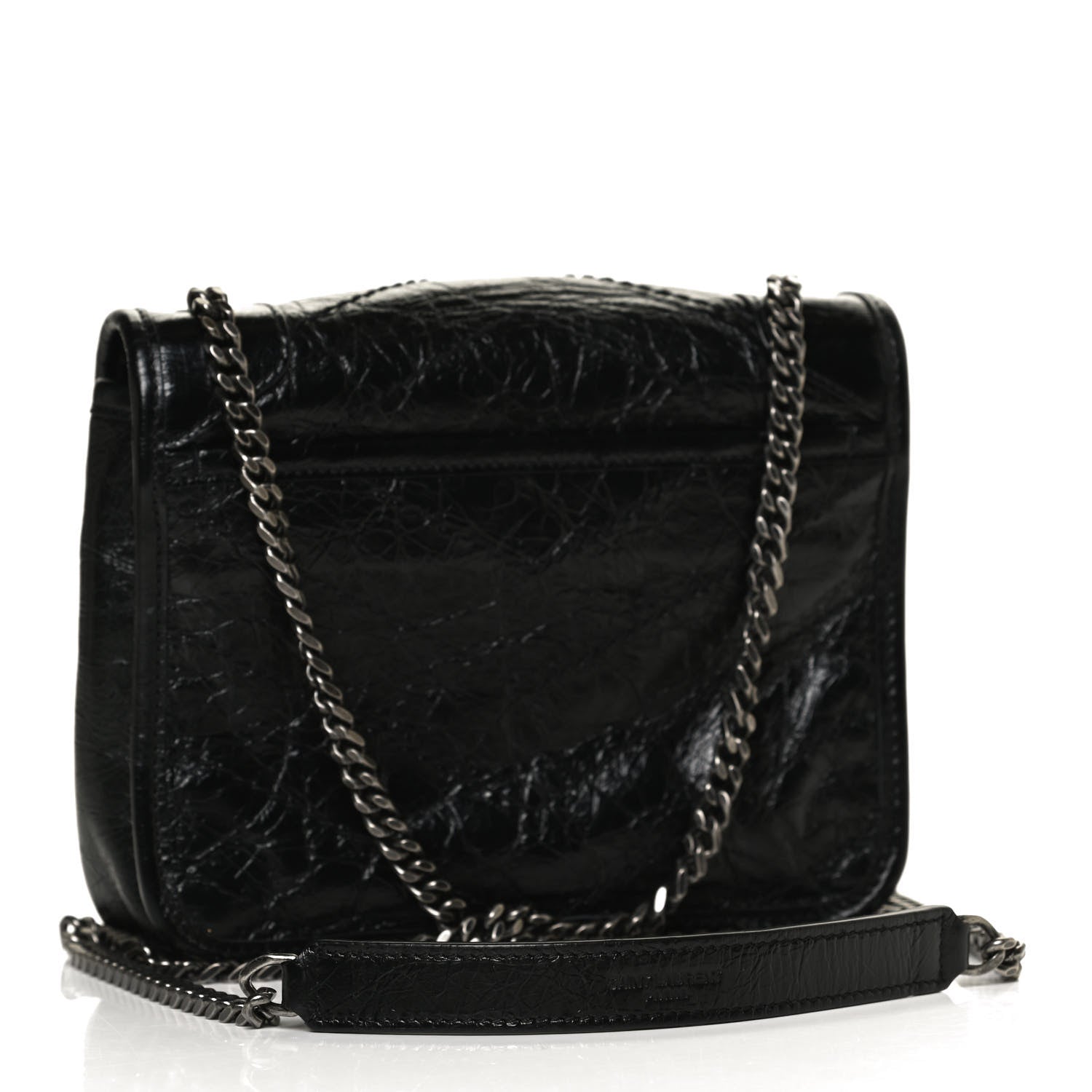 Saint Laurent Crinkled Calfskin Matelasse Monogram Niki Chain Wallet Black 3 of 11