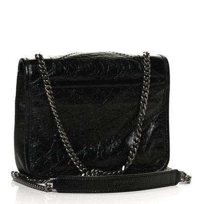 Saint Laurent Crinkled Calfskin Matelasse Monogram Niki Chain Wallet Black 3 of 11