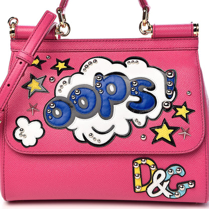 Dolce & Gabbana Dauphine Oops Patch Medium Miss Sicily Satchel Rosa Geranio 9 of 9