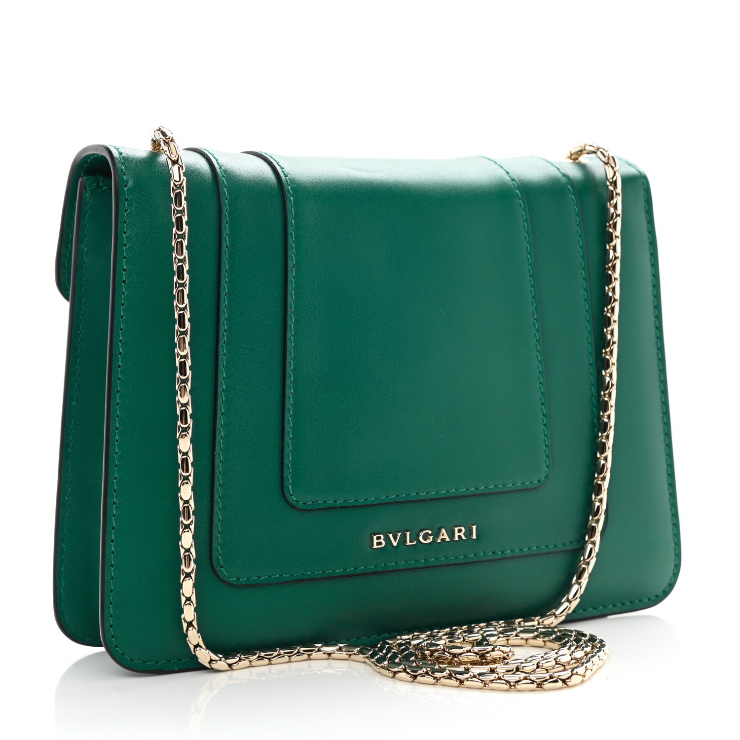 Bulgari Calfskin Small Serpenti Forever Snake Strap Crossbody Bag Emerald Green 4 of 9