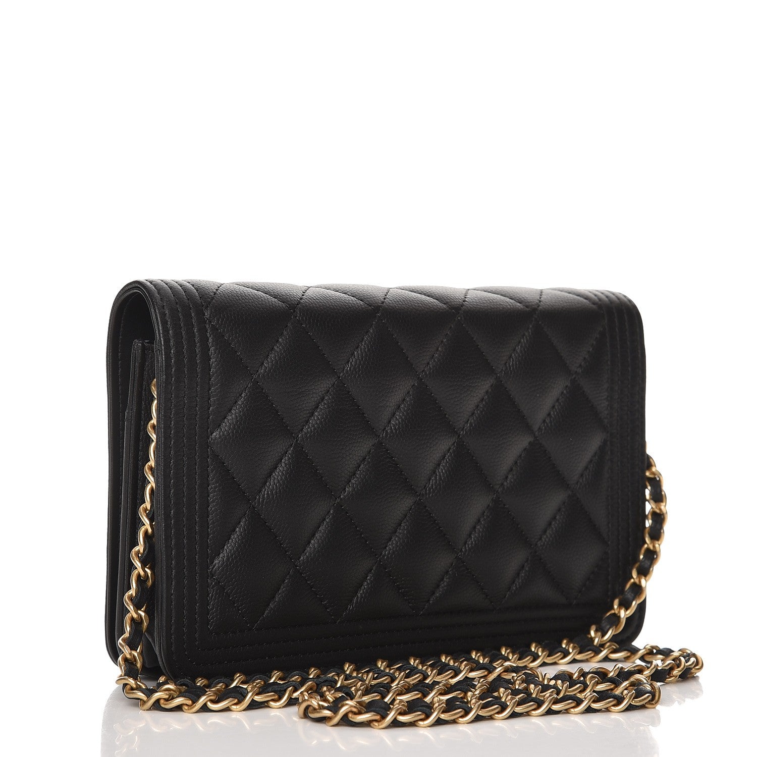Chanel Caviar Quilted Boy Wallet On Chain WOC Black 3 of 8