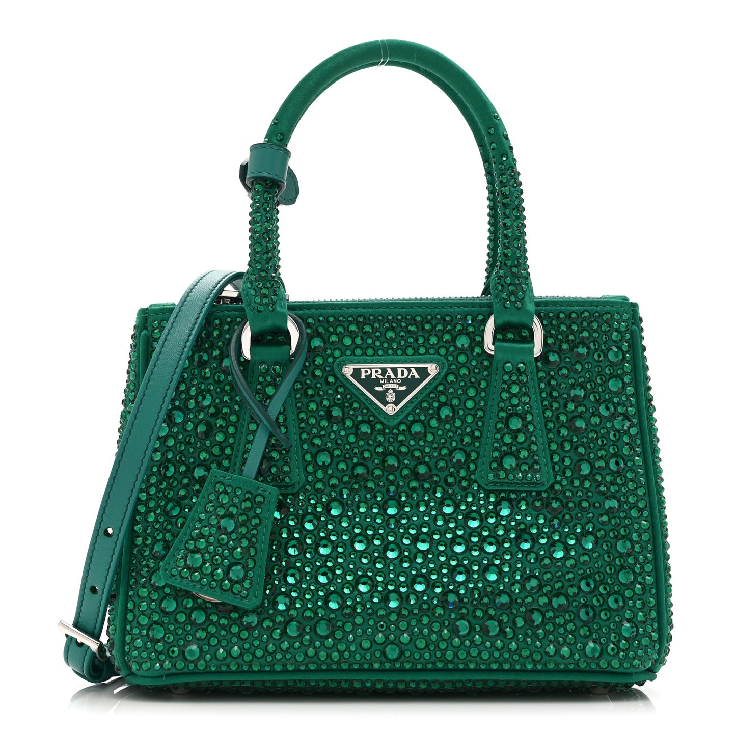 Satin Crystal Mini Galleria Double Zip Tote Mango