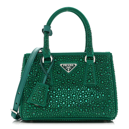 Prada Satin Crystal Mini Galleria Double Zip Tote Mango 1 of 11