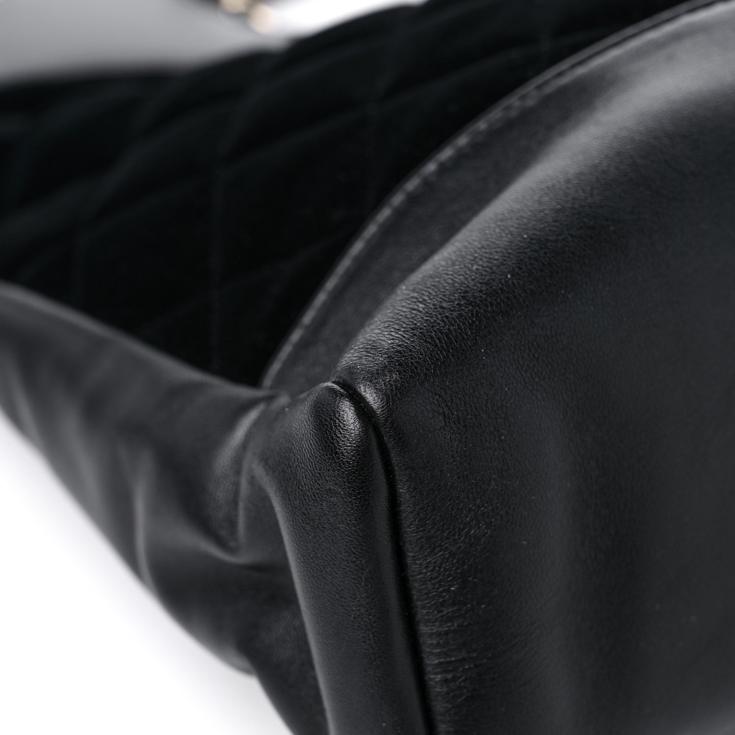 Velvet Lambskin Quilted Small 31 Shopping Bag Black