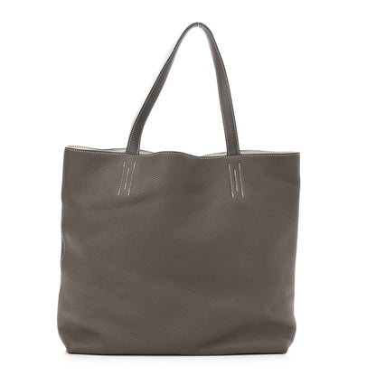 Hermes Taurillon Clemence Double Sens 36 Reversible Tote Gris Perle Etain 1 of 10