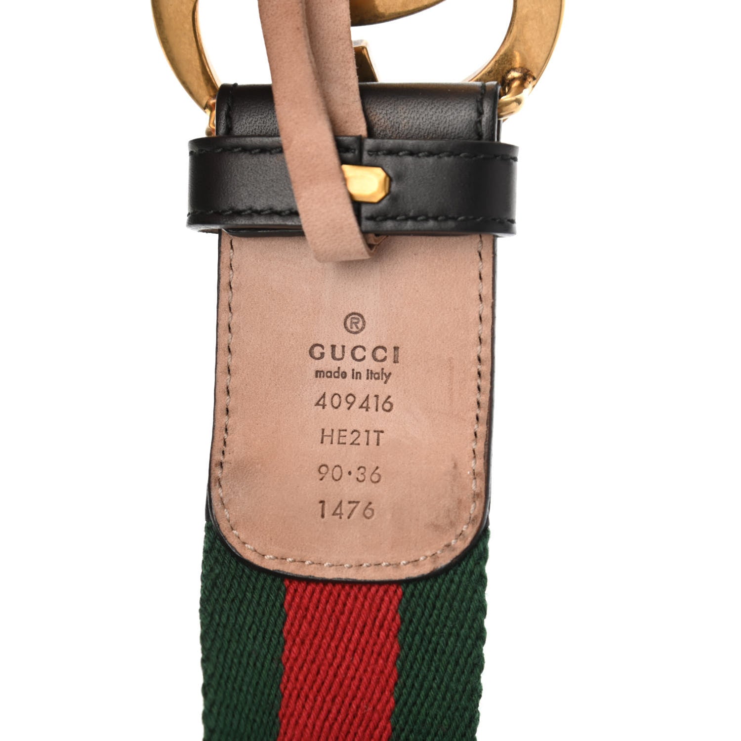 Gucci Nylon Calfskin Double G Web 40mm Belt 90 36 Green Red Black 3 of 5