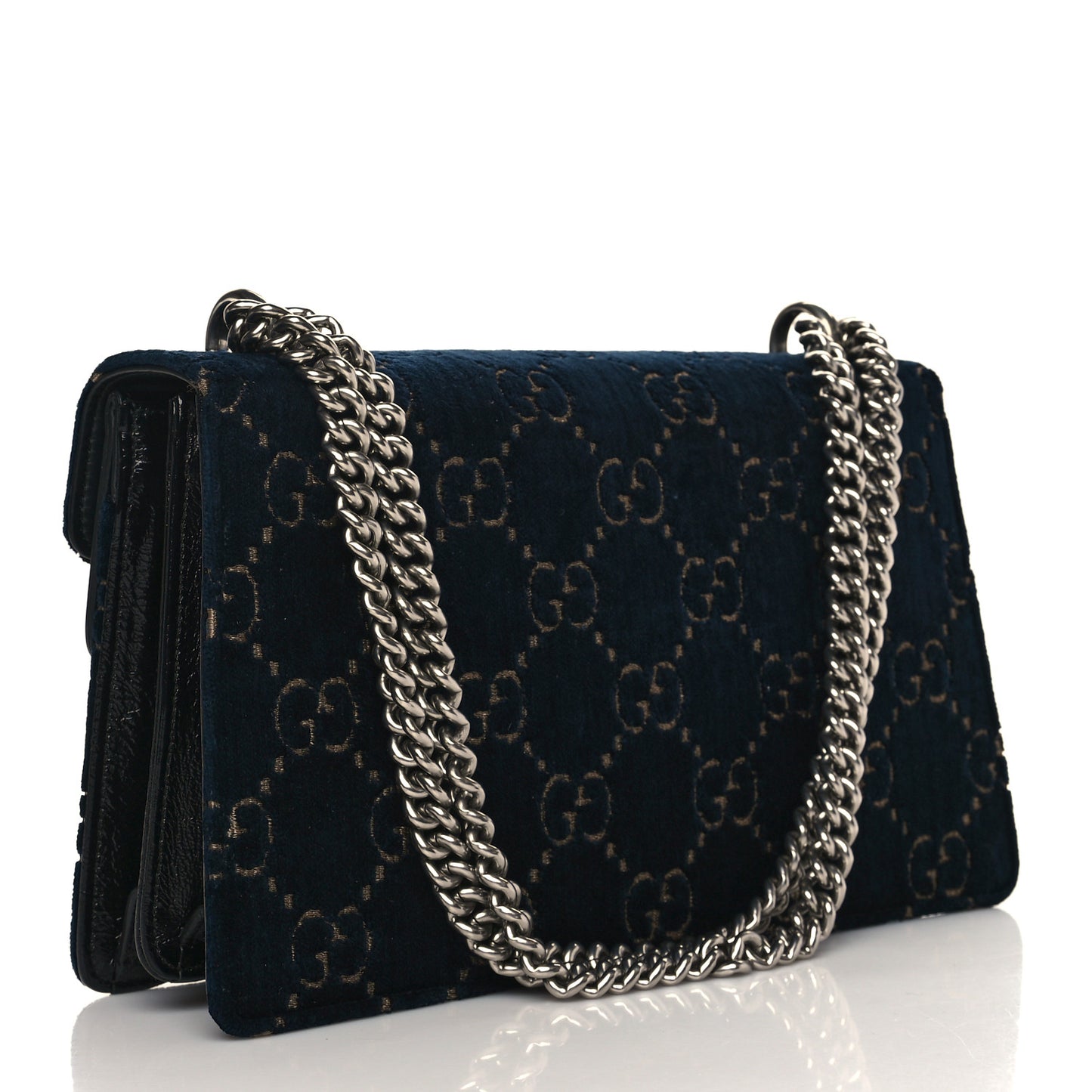 Velvet Skipper GG Monogram Small Dionysus Shoulder Bag Blue Beige Black