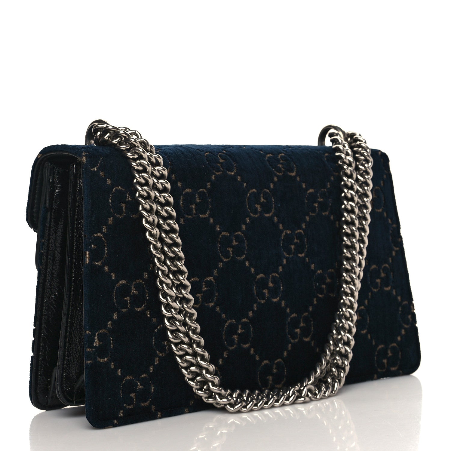 Gucci Velvet Skipper GG Monogram Small Dionysus Shoulder Bag Blue Beige Black 3 of 6