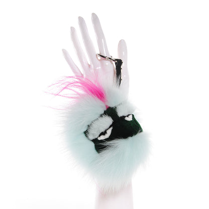 Fendi Fox Rabbit Goat Mink Fur Vitello Flamingo Bagood Monster Bag Bug Charm Light Blue 2 of 6