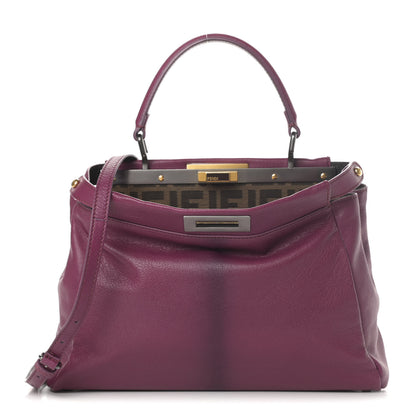 Fendi Goatskin Zucca Medium Peekaboo Iconic Satchel Ciclamino Tobacco Moro 6 of 15