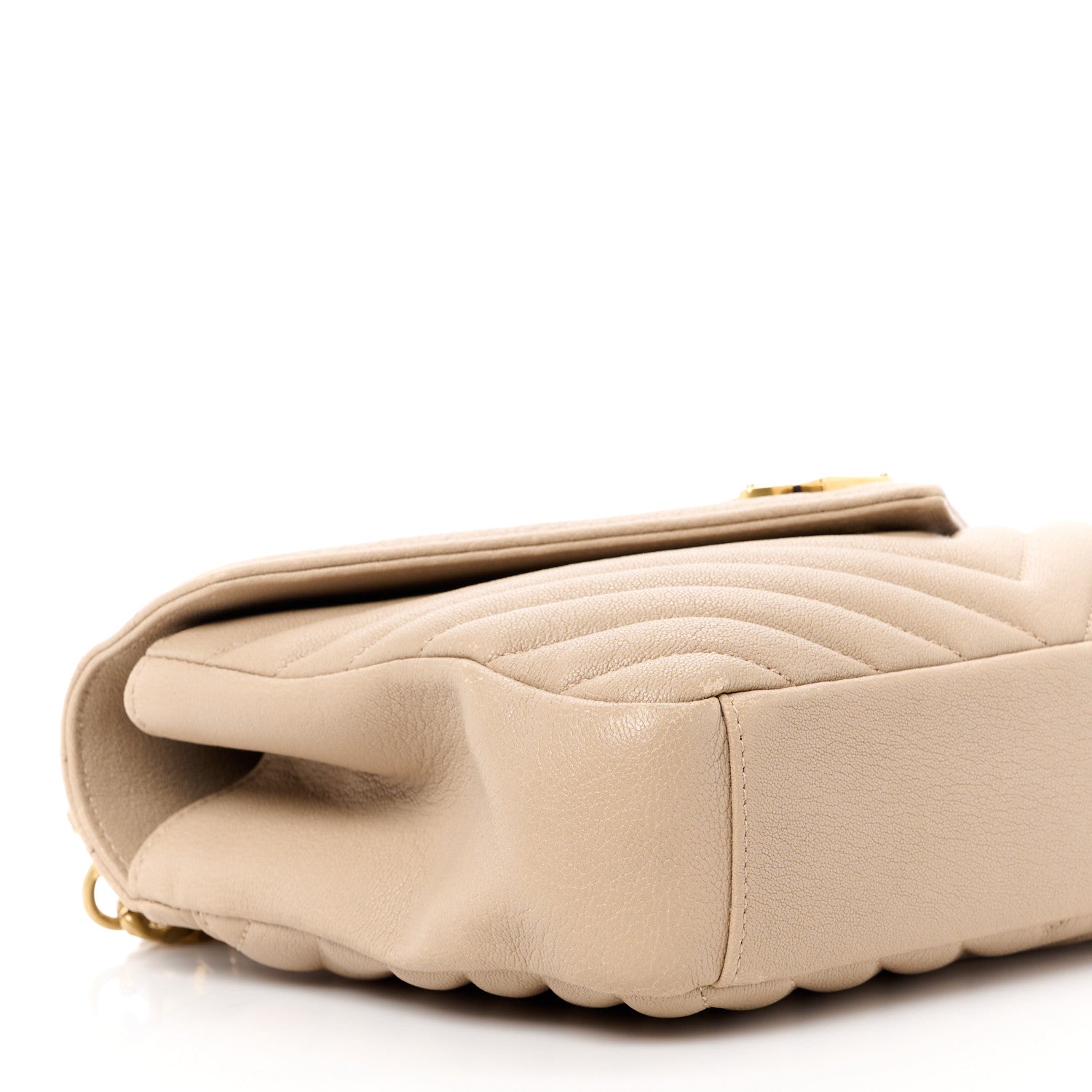 Saint Laurent Sheepskin Matelasse Chevron Monogram Medium College Bag Dark Beige 10 of 17