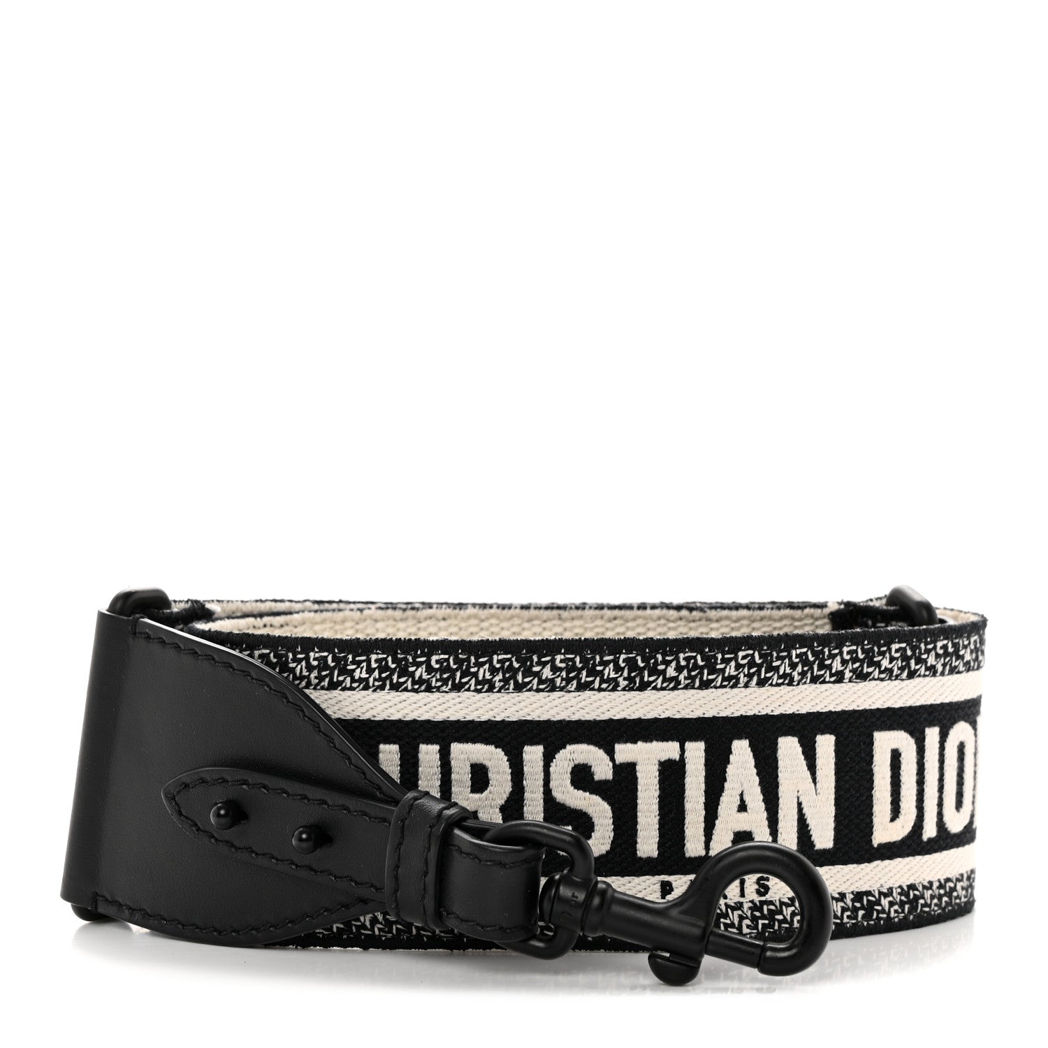 Christian Dior Canvas Embroidered Shoulder Strap Black Ultramatte 1 of 8