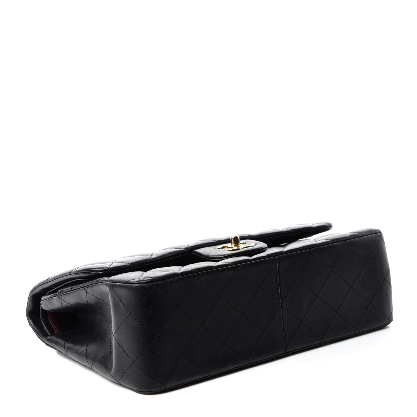 Lambskin Quilted Jumbo Double Flap Black