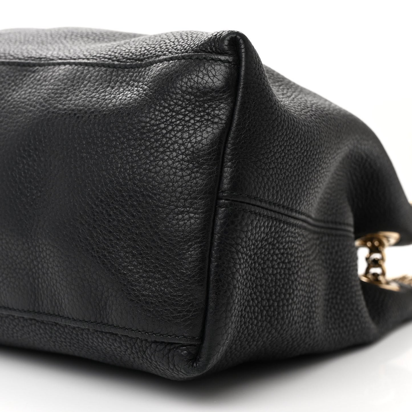 Pebbled Calfskin Medium Soho Chain Shoulder Bag Black