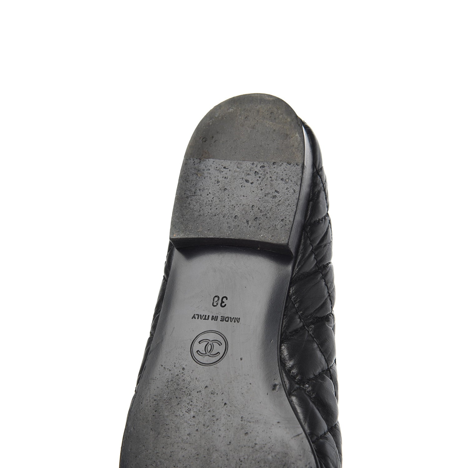 Chanel Aged Calfskin Quilted CC Cap Toe Ballerina Flats 38 Black 24 of 25