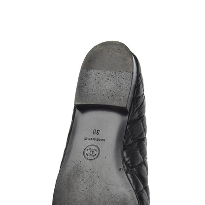 Chanel Aged Calfskin Quilted CC Cap Toe Ballerina Flats 38 Black 24 of 25