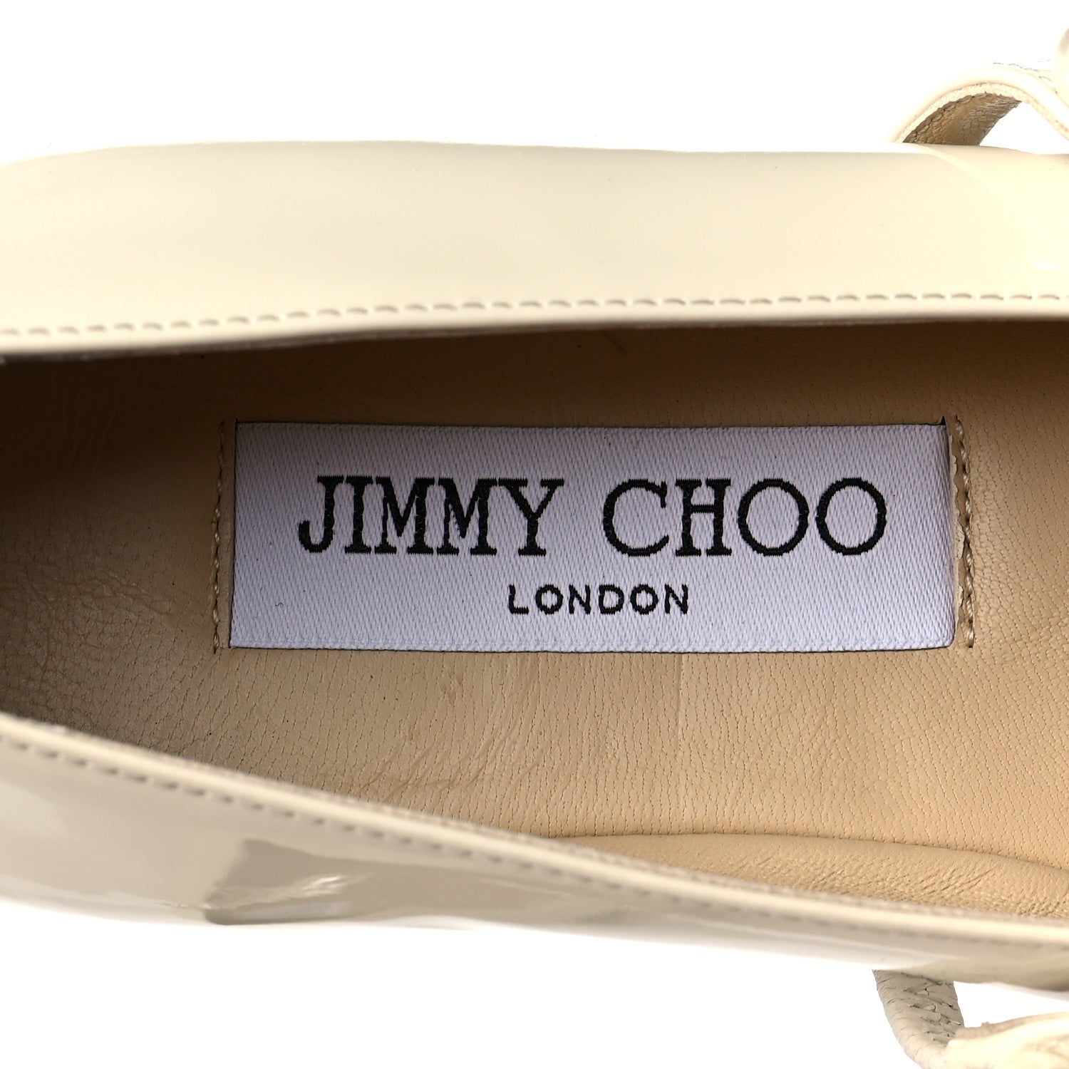 Jimmy Choo Patent Pearl Ade Mary Janes Flat 35 Latte White 7 of 8