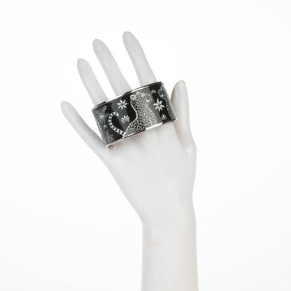Hermes Enamel Printed Extra Wide Les Leopards Positif Negatif Bracelet 65 Black 2 of 7
