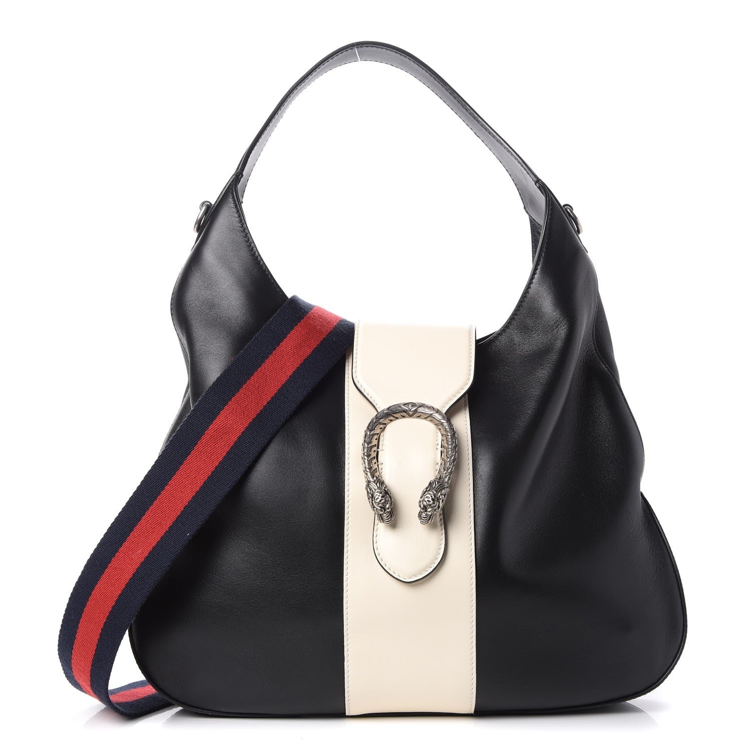 Gucci Calfskin Web Medium Dionysus Hobo Black White 1 of 7