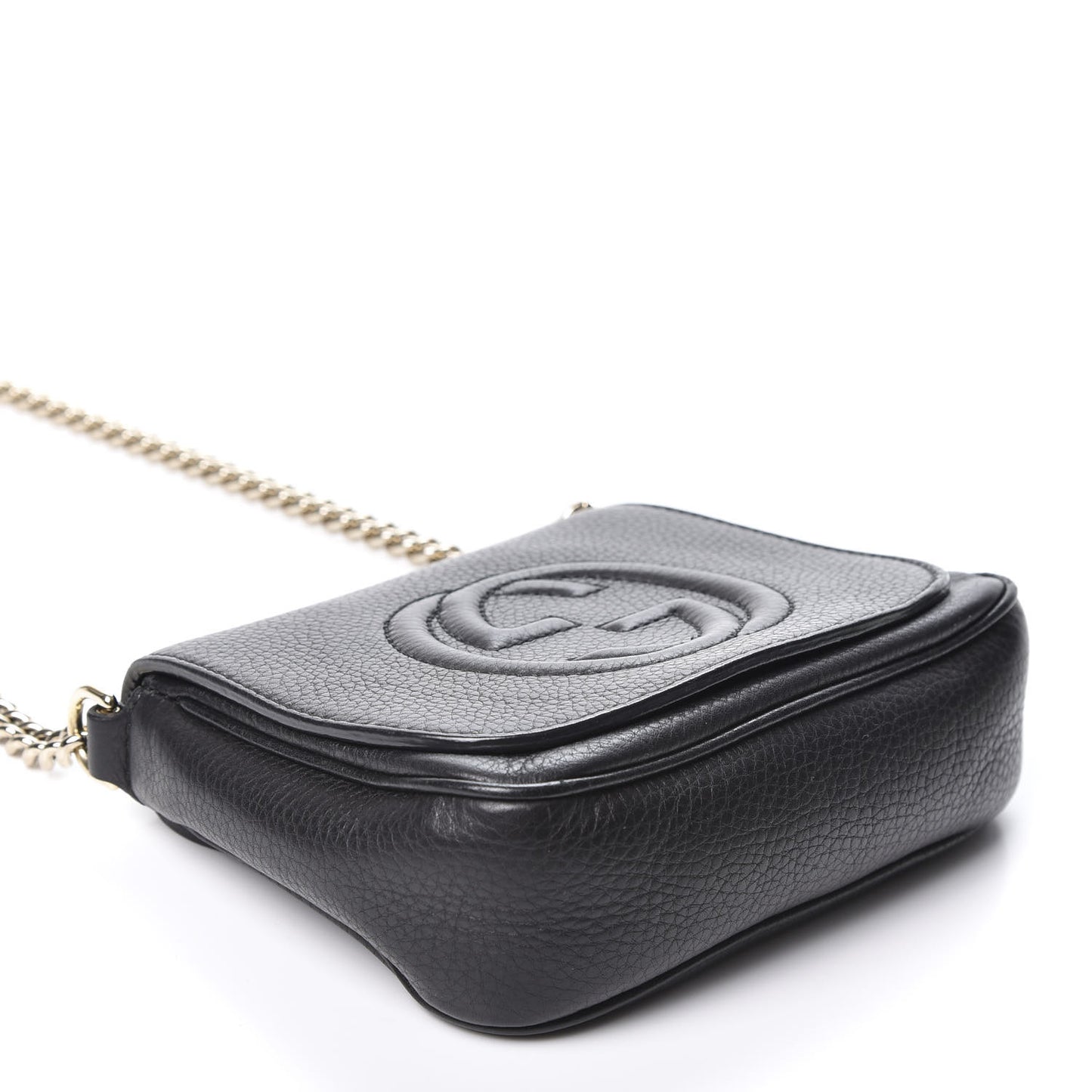 Pebbled Calfskin Small Soho Flap Crossbody Black