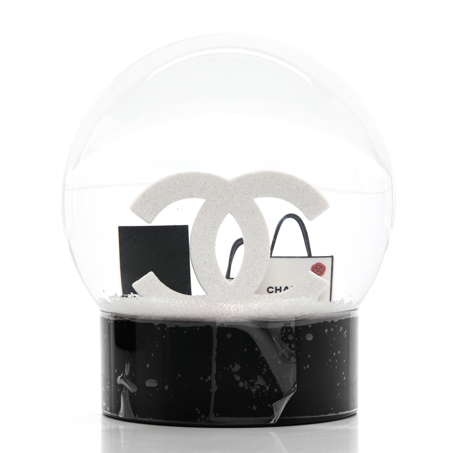Glass CC Shopping Bag Snow Globe