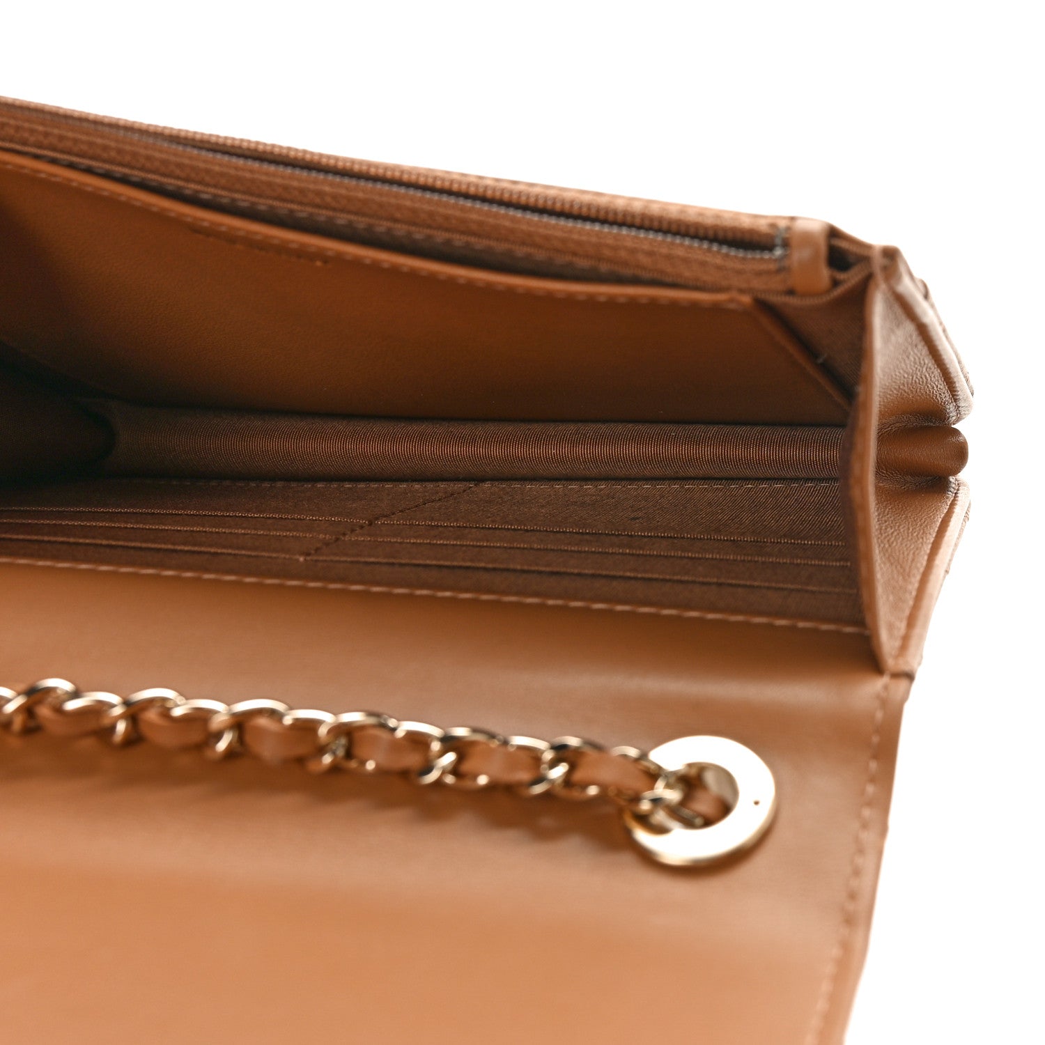Chanel Lambskin Quilted Contrast Stitch Trendy CC Wallet On Chain WOC Camel 5 of 10