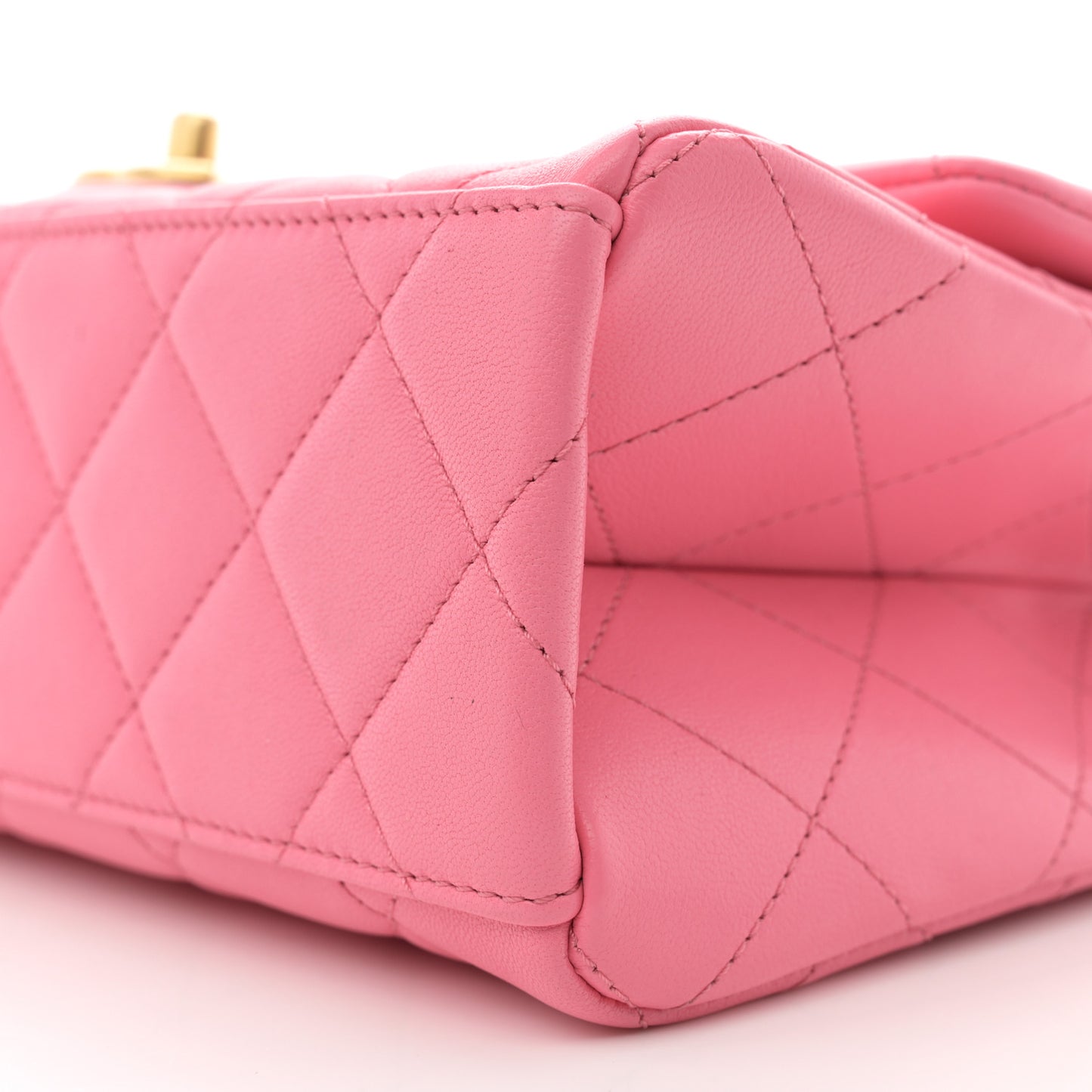 Lambskin Quilted Chaine Lettre Flap Pink