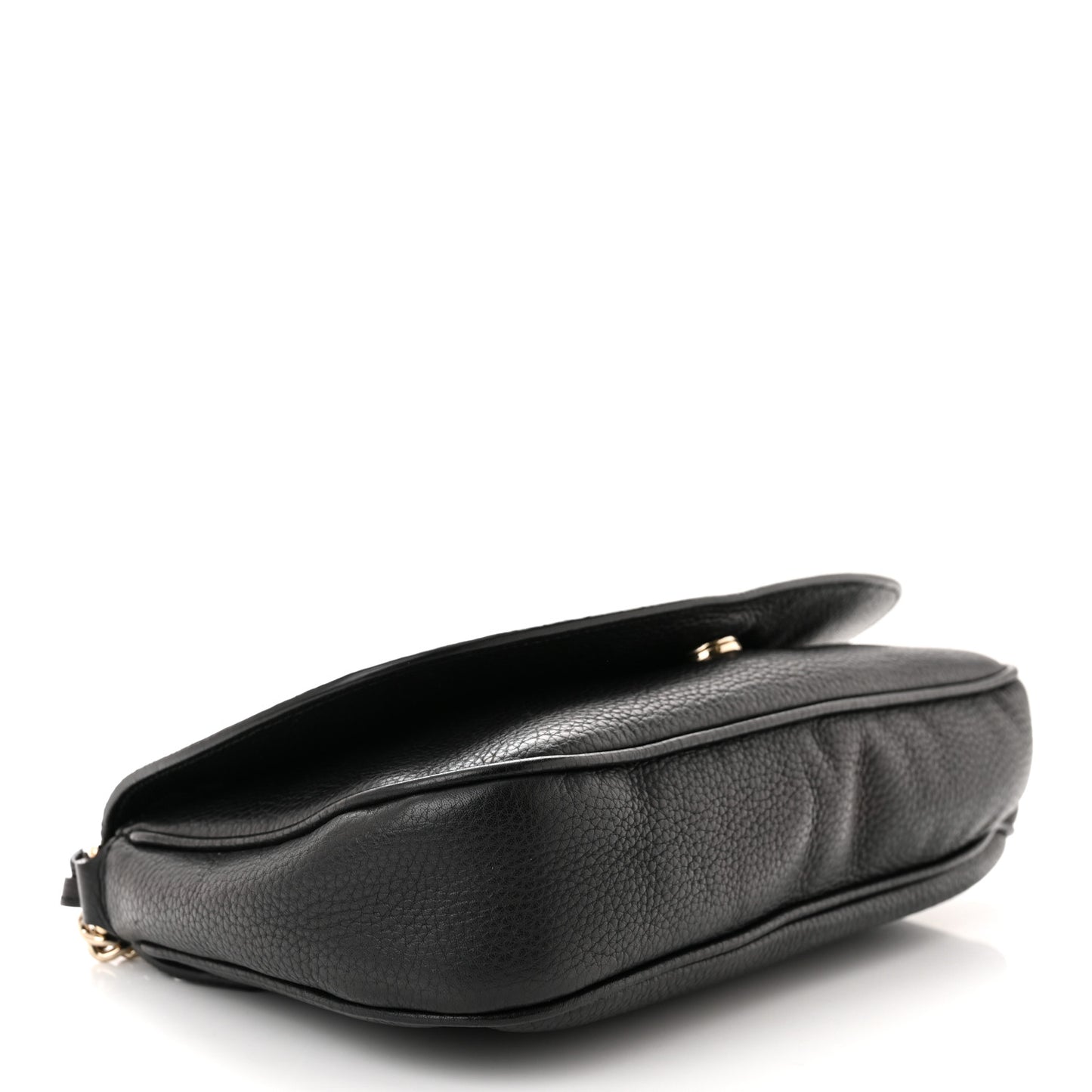 Pebbled Calfskin Medium Soho Flap Crossbody Black