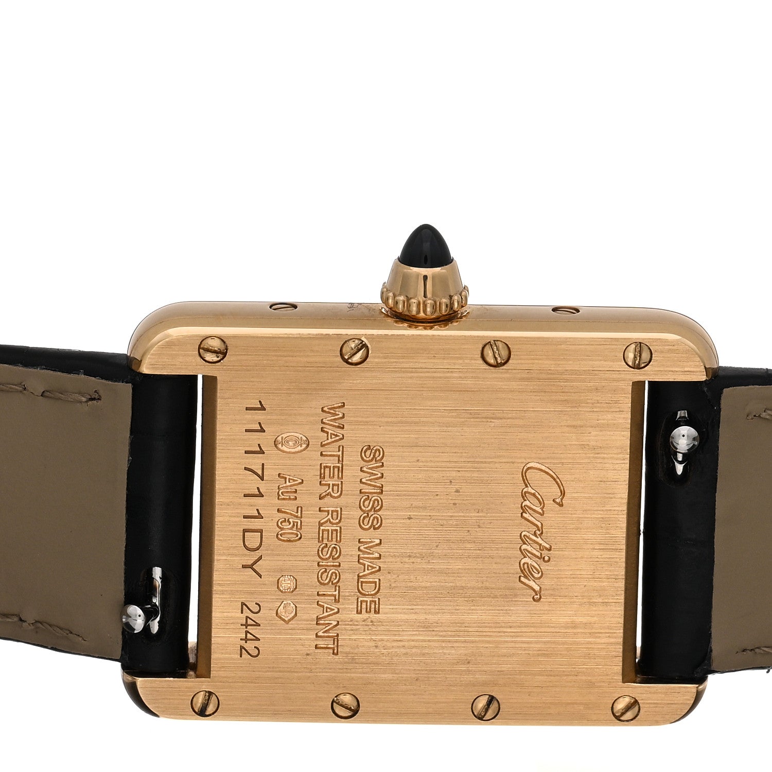 Cartier 18K Yellow Gold Alligator 22mm Tank Louis Quartz Watch 4 of 5