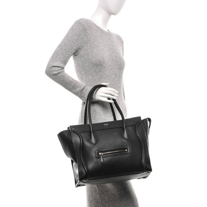 Celine Drummed Calfskin Shoulder Luggage Black 2 of 8